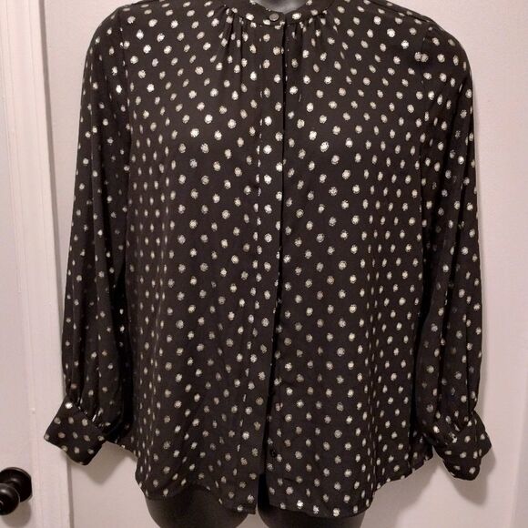 Worthington Black & Gold Long Sleeve Blouse - Picture 4 of 9